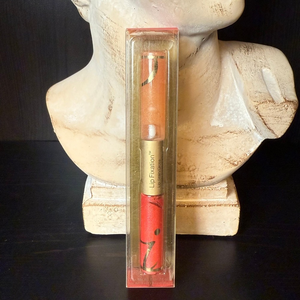Jane Iredale Lip Fixation Lip Stain Gloss Devotion Red Shimmer Dual Ended New